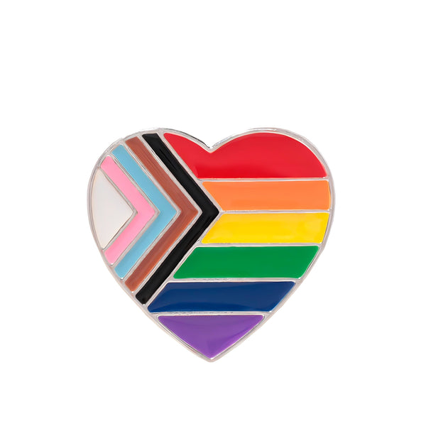 Daniel Quasar Flag Heart Shaped Pins, Gay Pride Quasar Flag Brooch