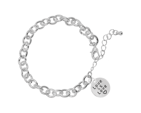 Love Is Love Circle Charm Chunky Bracelets, Wholesale Gay Pride Jewelry