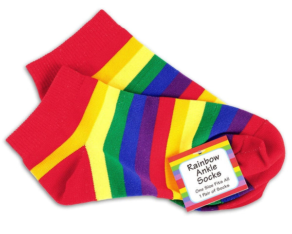 Rainbow Socks, Rainbow Striped Gay Pride Ankle Socks, LGBTQ Apparel