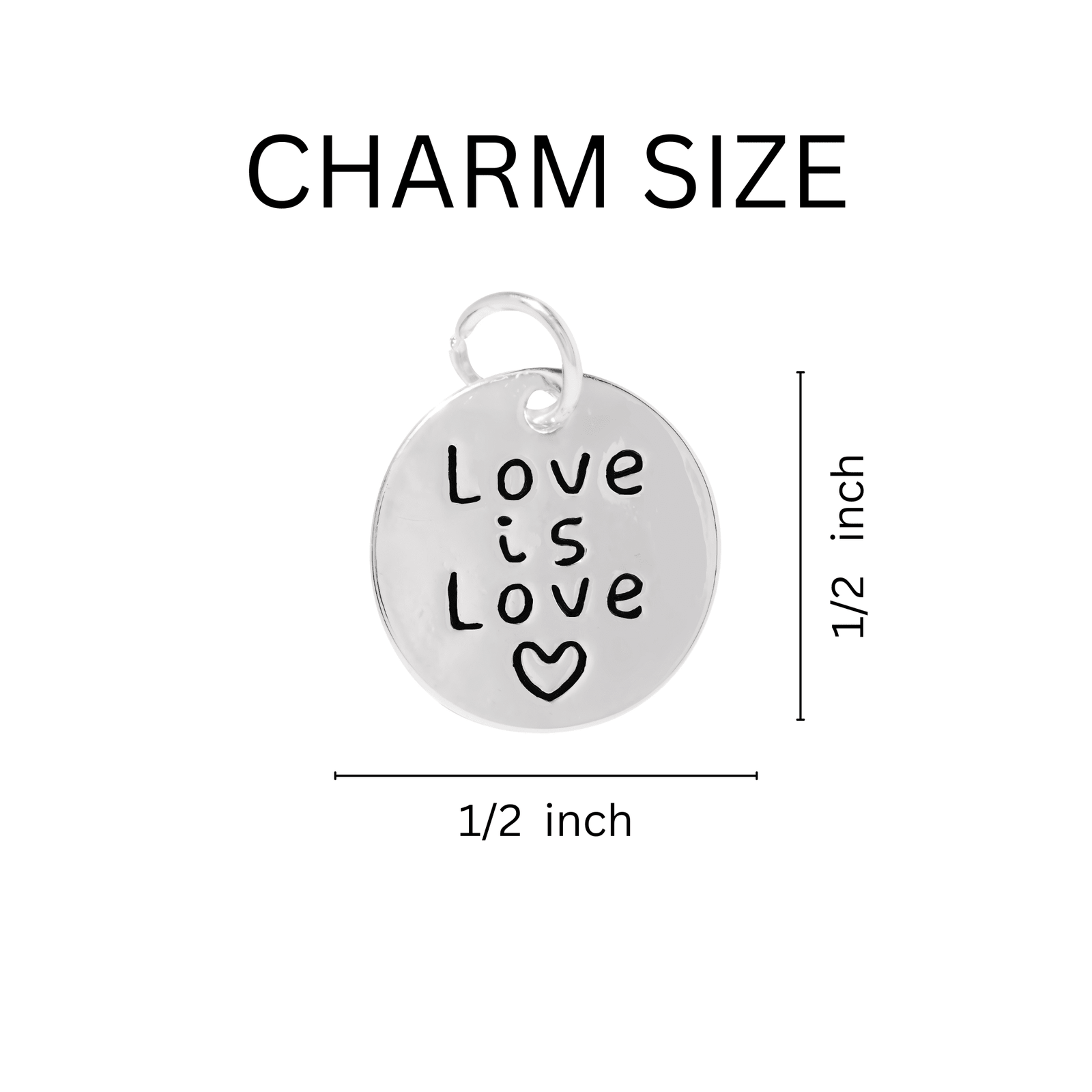 Wholesale Silver Circle Love Is Love Hanging Charms, LGBTQ Gay Pride Awareness, 