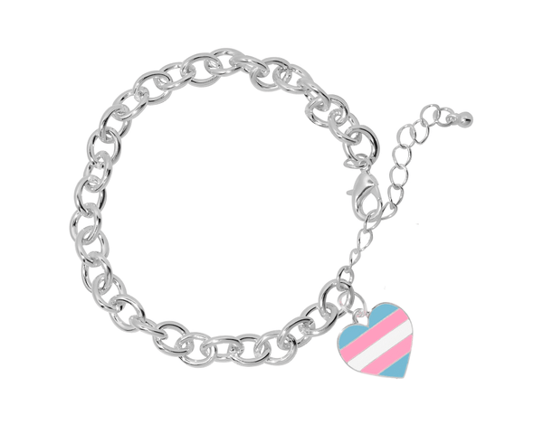 Transgender Heart Shaped Flag Chunky Charm Bracelets - We Are Pride