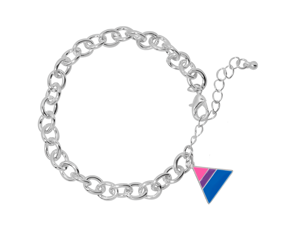 Bulk Triangle Shaped Bisexual Flag Chunky Charm Bracelets, Wholesale Jewelry