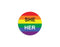 Bulk, Pronoun She/Her Rainbow Striped Circle Button Pins, LGBTQ Gay Pride