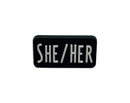 She Her Black Rectangle Silicone Pronoun Pins for Gay Pride
