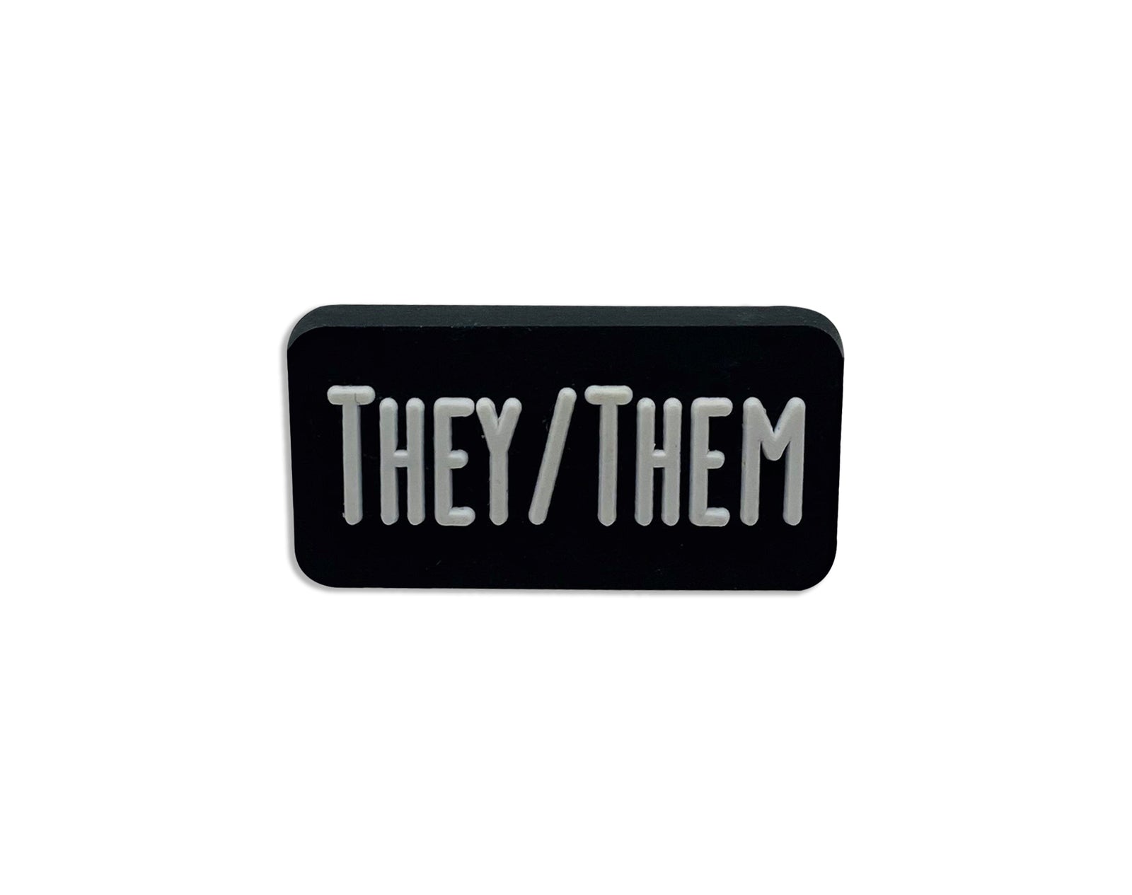 They Them Black Rectangle Silicone Pronoun Pins for Gay Pride