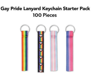 100 Pack Gay Pride Lanyard Style Flag Keychain Bundle (100 Pieces) - We are Pride