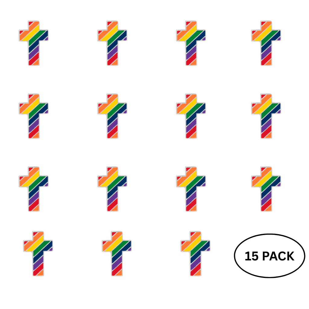 15 Pack Rainbow Cross Pins