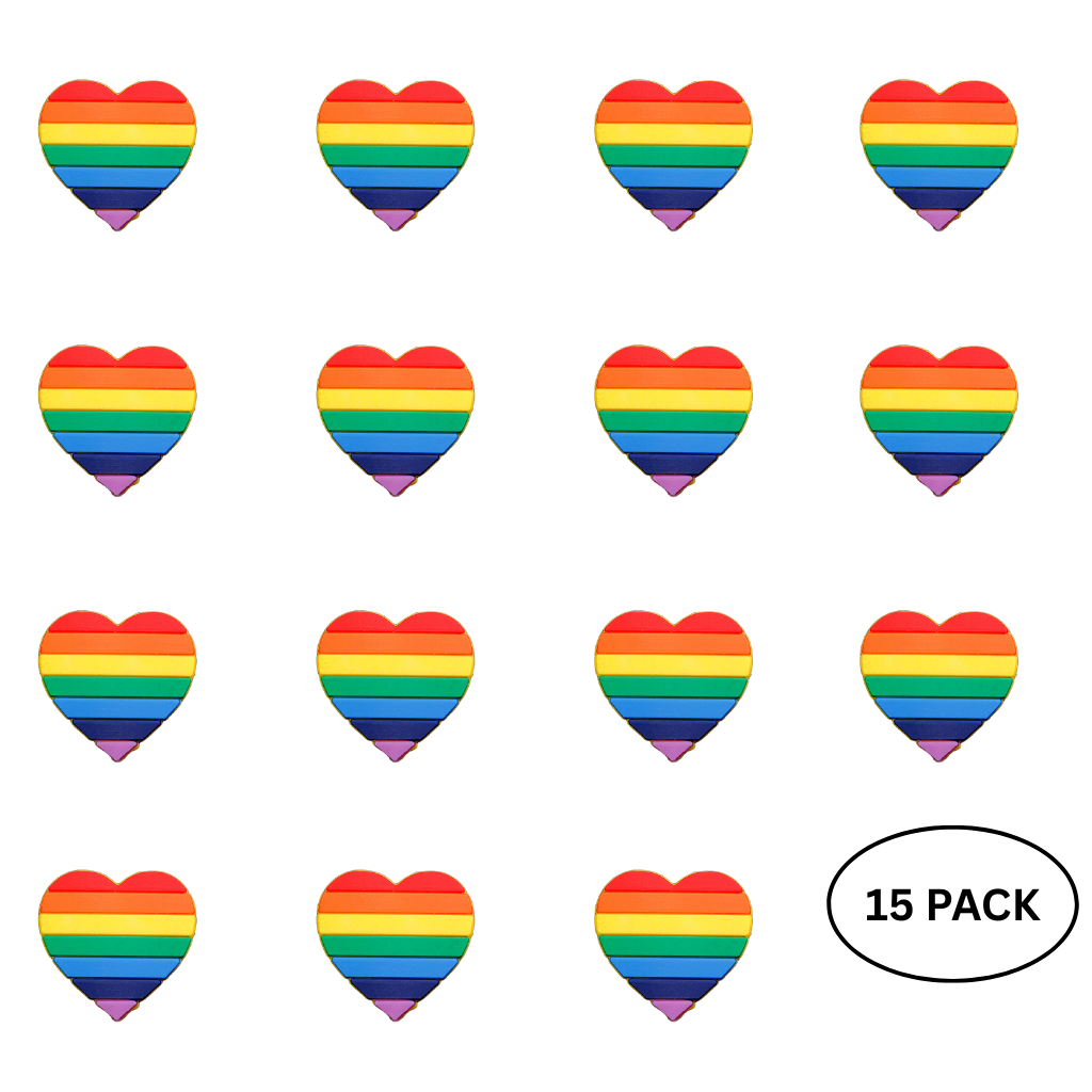 15 Pack Rainbow Heart Pride Silicone Pins