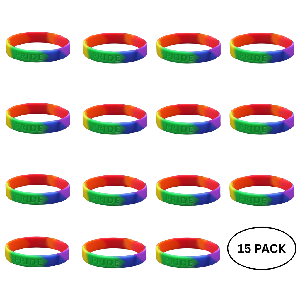15 Pack Rainbow Silicone Bracelets