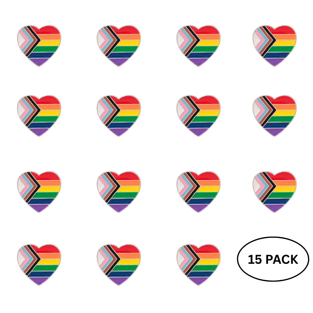 15 Pack Daniel Quasar Flag Heart Pins