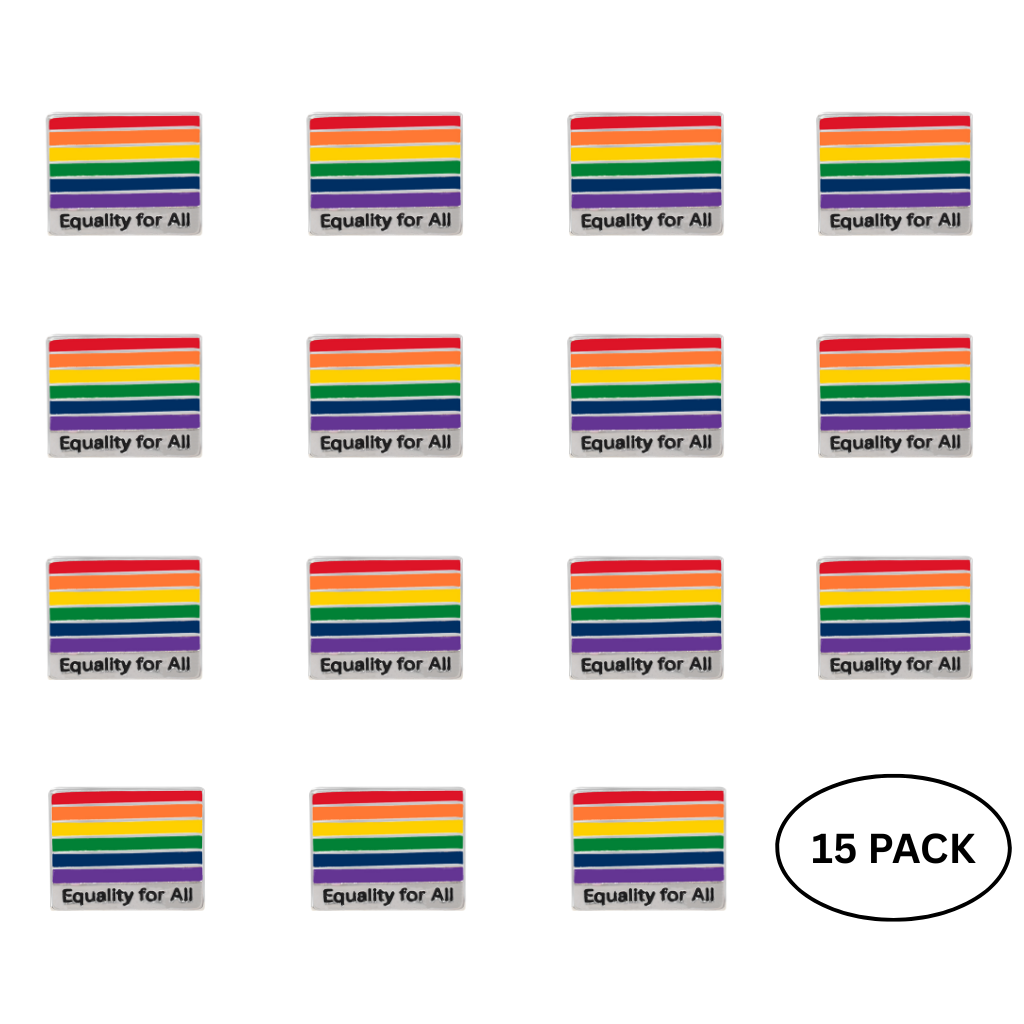 15 Pack Equality For All Rainbow Striped Pins