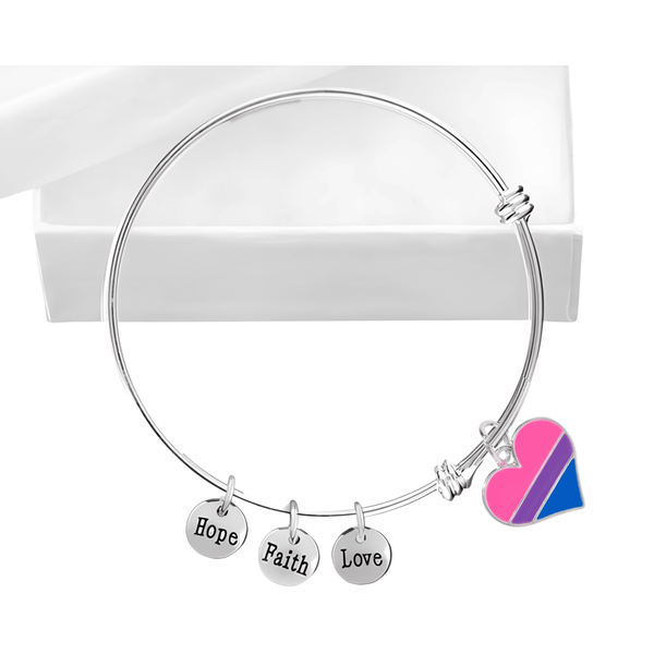 Bisexual Heart Retractable Charm Bracelets - We Are Pride Wholesale