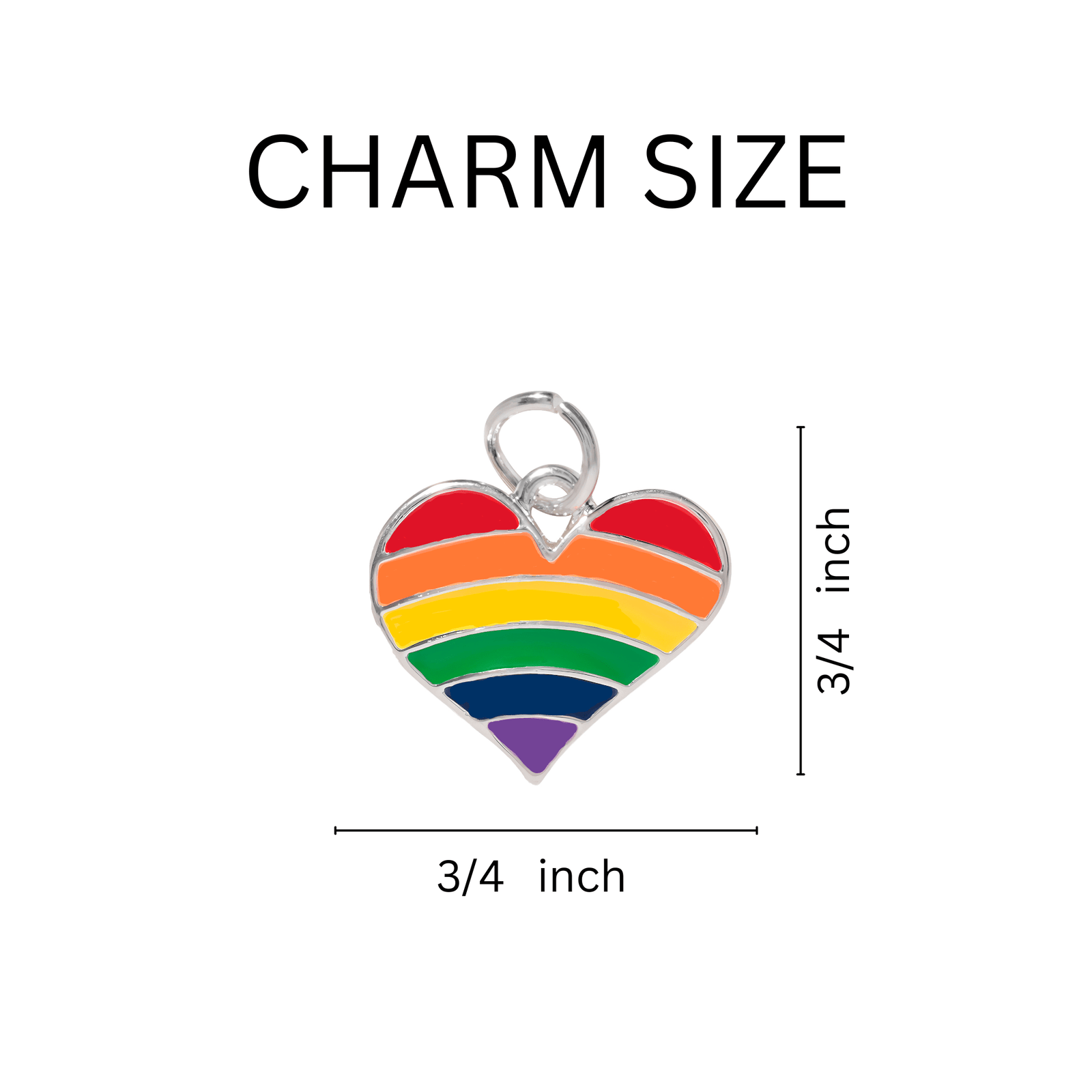 Bulk Gay Pride Rainbow Heart Charm Silver Beaded Bracelets, LGBTQ
