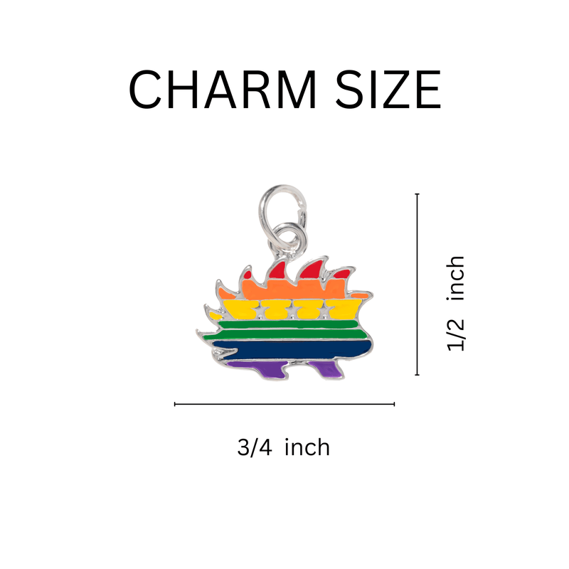 Bulk Rainbow Porcupine Libertarian LGBTQ Charm Beaded Bracelets