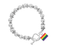12 Rectangle Rainbow LGBTQ Pride Flag Charm Silver Beaded Bracelets