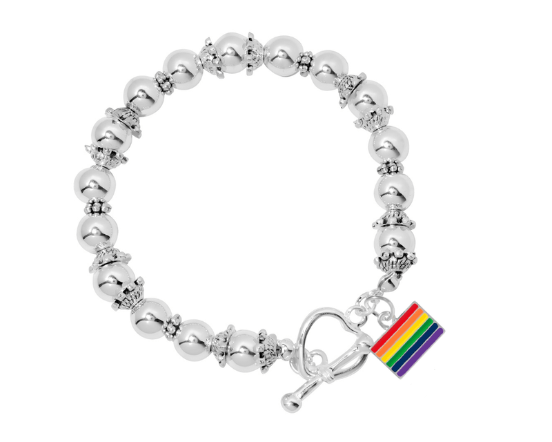 Rectangle Shaped Rainbow Gay Pride Flag Charm Bracelets, LGBTQ Events