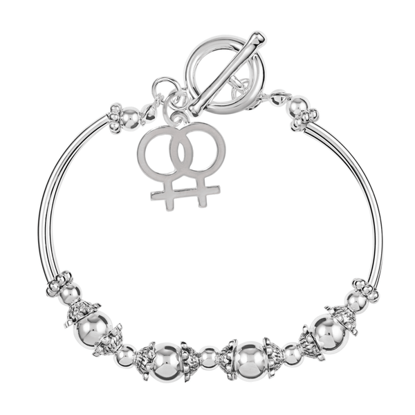 12 Same Sex Female Symbol Charm Partial Beaded Bracelets