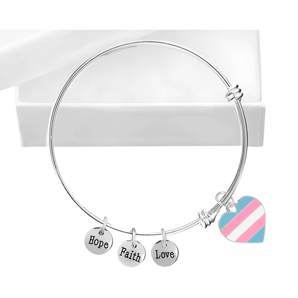 Transgender Heart Charm Retractable Style Bracelets - We Are Pride Wholesale