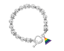 12 Triangle Shaped Rainbow Charm Silver Beaded Bracelets