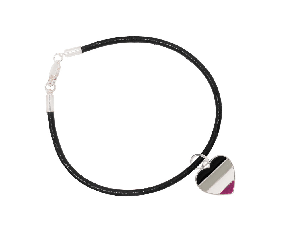 Asexual Heart Leather Cord Bracelets - We Are Pride Wholesale