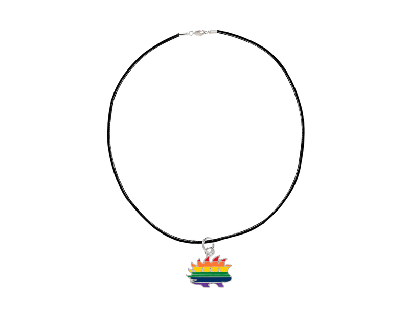  Libertarian Rainbow Porcupine black cord necklace