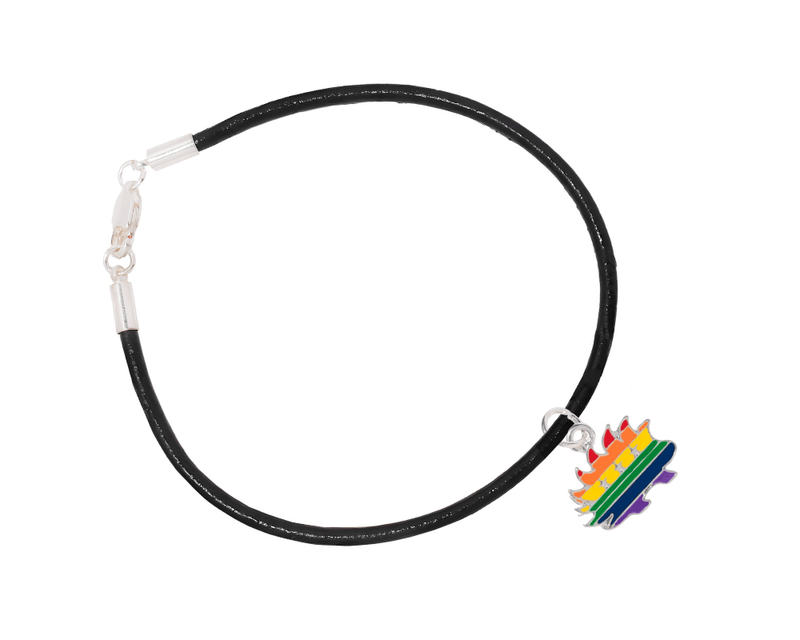 Libertarian Rainbow Porcupine Leather Cord Bracelets
