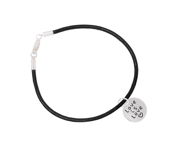 Love Is Love Circle Gay Pride Leather Cord Bracelets - We Are Pride Wholesale