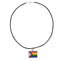 "Progress Pride" Flag by Daniel Quasar Charm on Black Cord Necklaces, Gay Pride Awareness Pendants