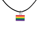 Bulk Rainbow Pride Rectangle LGBTQ Black Cord Necklaces, Gay Pride Awareness Pendants