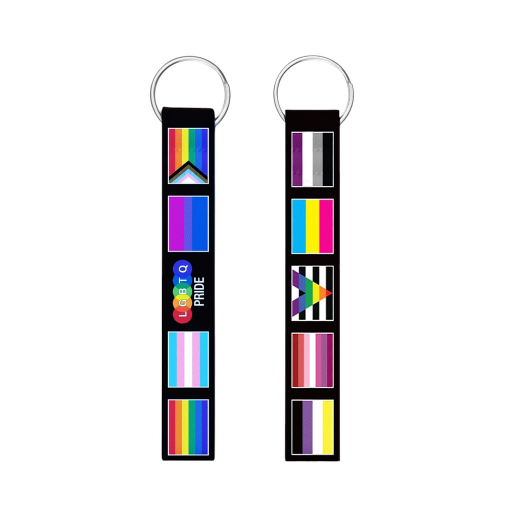 Multi Gay Pride Flag Lanyard Style Keychains, Bulk LGBTQ Flag Keychain