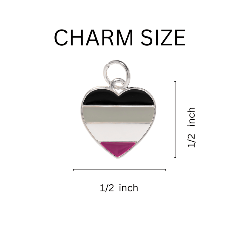 Asexual Flag Heart Charm Necklaces, LGBTQ Gay Pride Awareness