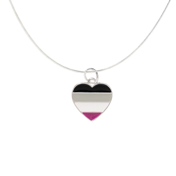 Asexual Flag Heart Charm Necklaces, LGBTQ Gay Pride Awareness
