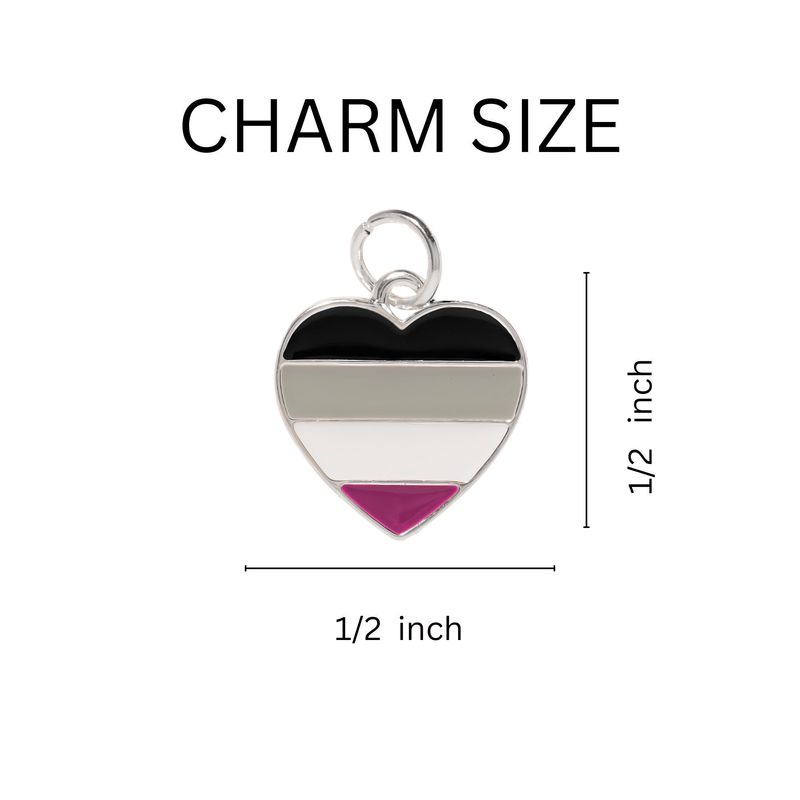 Heart-Shaped Charm Asexual LGBTQ Flag Partial Beaded Bracelets