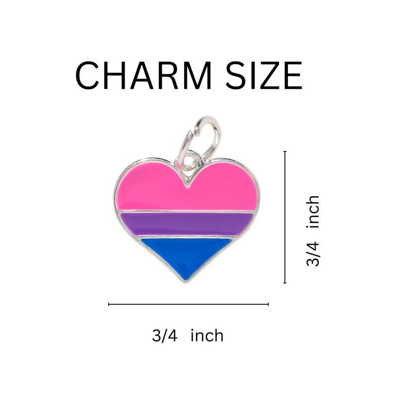 Bisexual Flag Heart Chunky Charm Bracelets