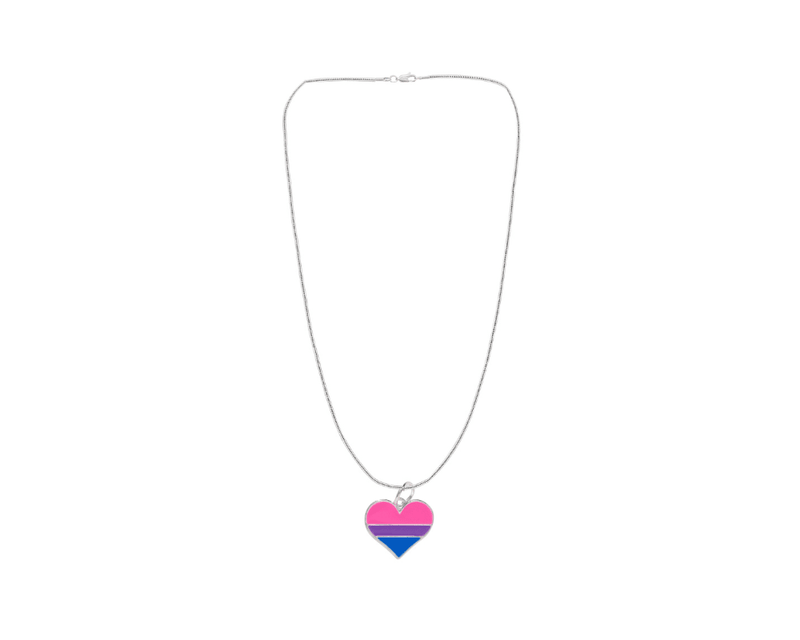 Bisexual Heart Charm Necklaces, LGBTQ Gay Pride Awareness
