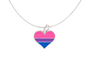 Bisexual Heart Charm Necklaces, LGBTQ Gay Pride Awareness