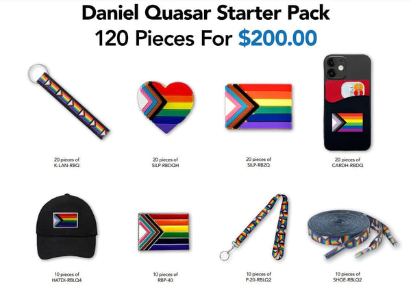 Daniel Quasar Flag Product Kits for Resale, PRIDE Parades, Events