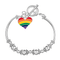 Gay Pride Rainbow Heart Charm Partial Beaded Bracelets