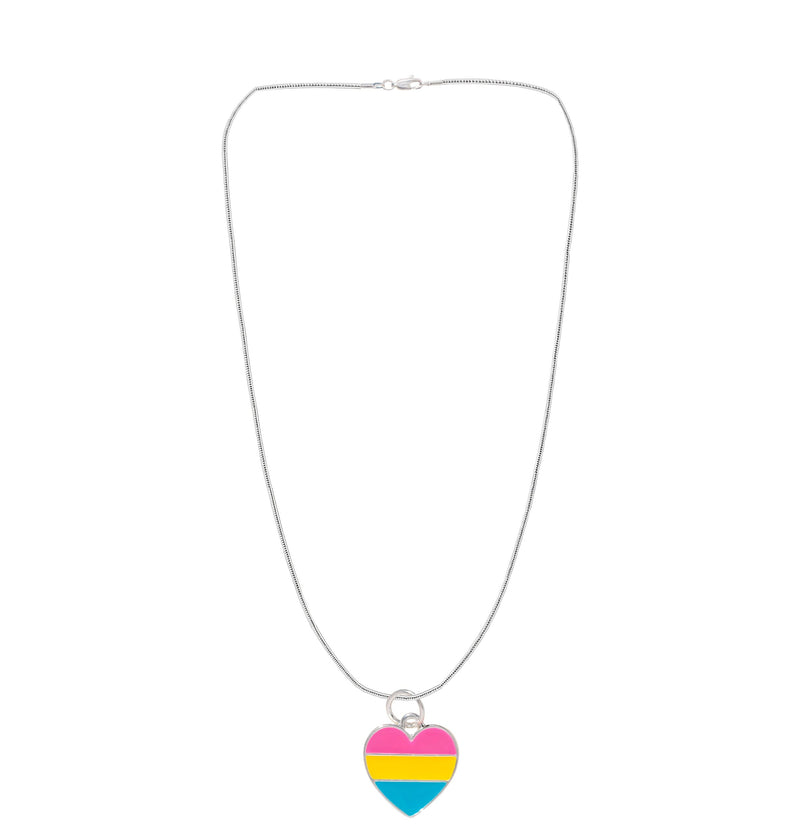Heart Pansexual LGBTQ Pride Necklaces, LGBTQ Gay Pride Awareness