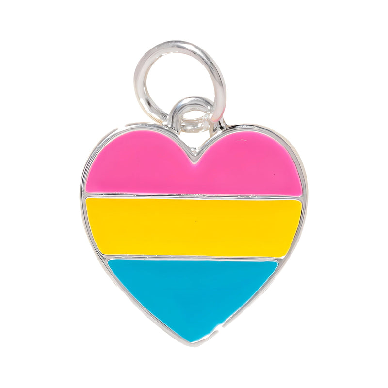 Heart Shaped Pansexual Pride Charms, LGBTQ Gay Pride Jewelry