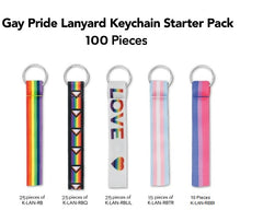 Gay Pride Lanyard Style Flag Keychain Bundle (100 Pieces)