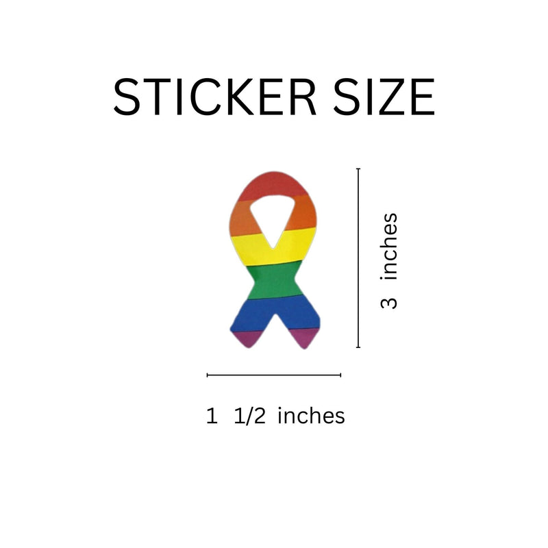Large Rainbow Striped Ribbon Stickers (250 Per Roll)