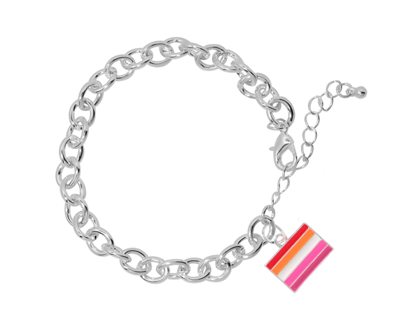 Lesbian Sunset Flag Charm Bracelets, Lesbian Jewelry Wholesale - We Are Pride