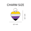 Bulk Nonbinary Flag Colored Heart Key Chains, LGBTQ Pride Jewelry