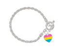 Pansexual LGBTQ Pride Heart Charm Silver Rope Bracelets - Wholesale