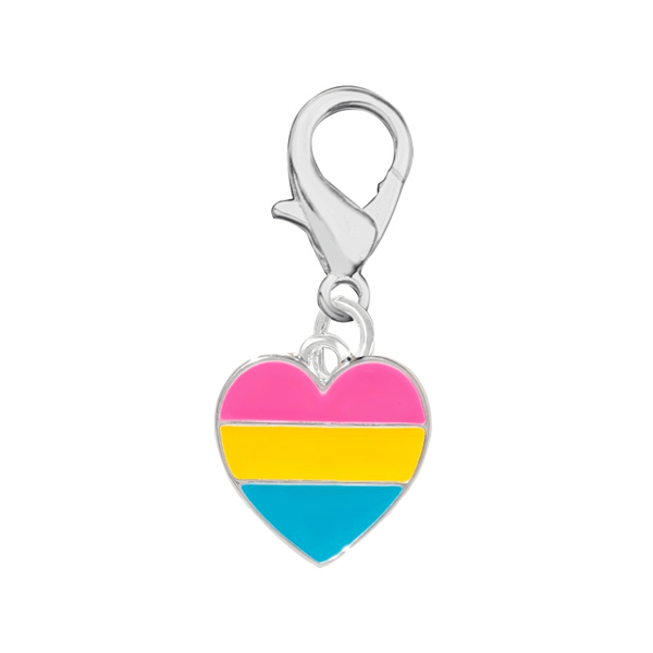 Pansexual LGBTQ Pride Heart Hanging Charms - We Are Pride Wholesale