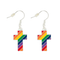 Rainbow Flag Cross Hanging Earrings, LGBTQ Gay Pride Awareness