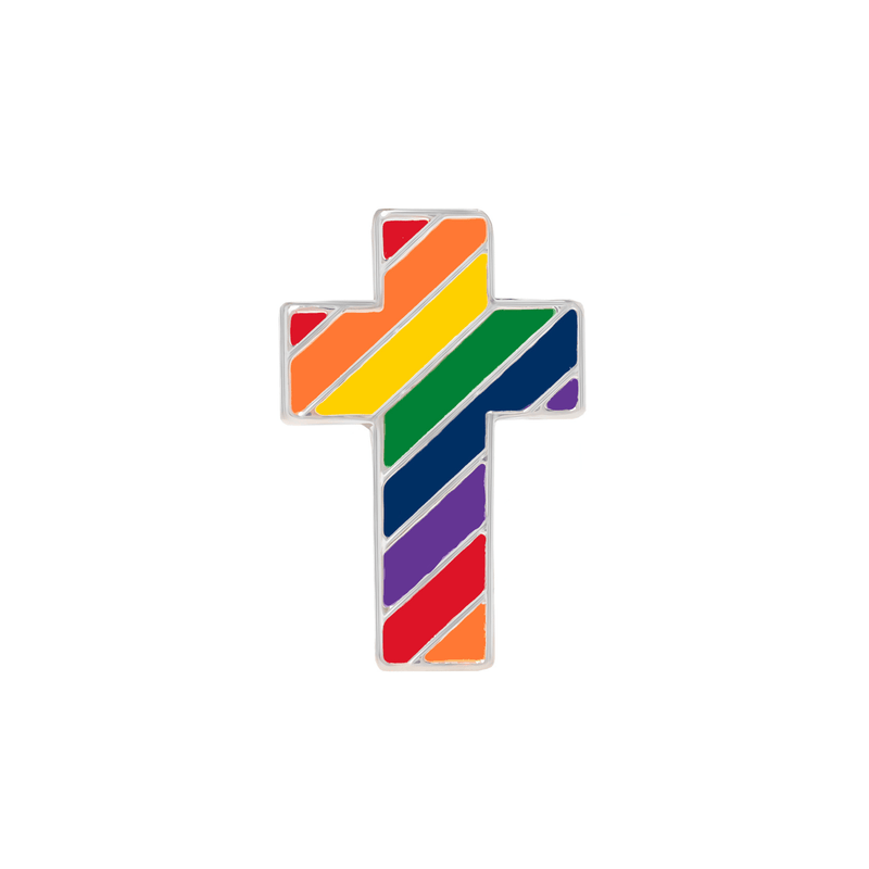 Bulk Rainbow Cross Shaped Pins, LGBTQ Gay Pride Awareness