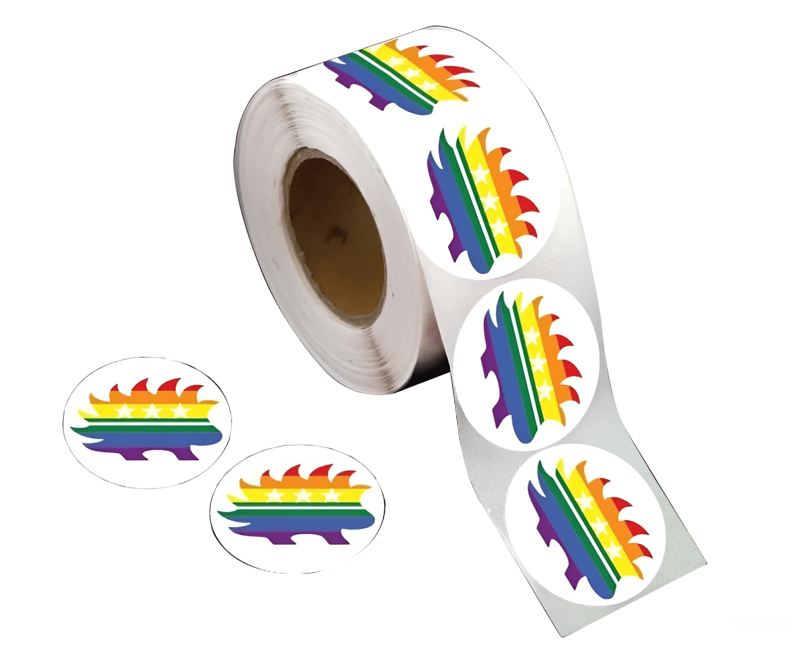 Rainbow Libertarian Porcupine Stickers (250 per Roll)