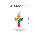 Bulk, Wholesale Rainbow Striped Cross Shaped Charms, LGBTQ Gay Pride Jewelry